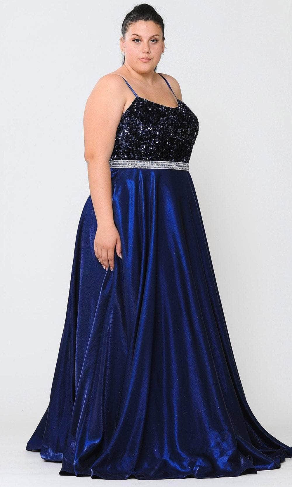 Poly USA W1018 - Sequin Scoop Neck Evening Gown Prom Dresses