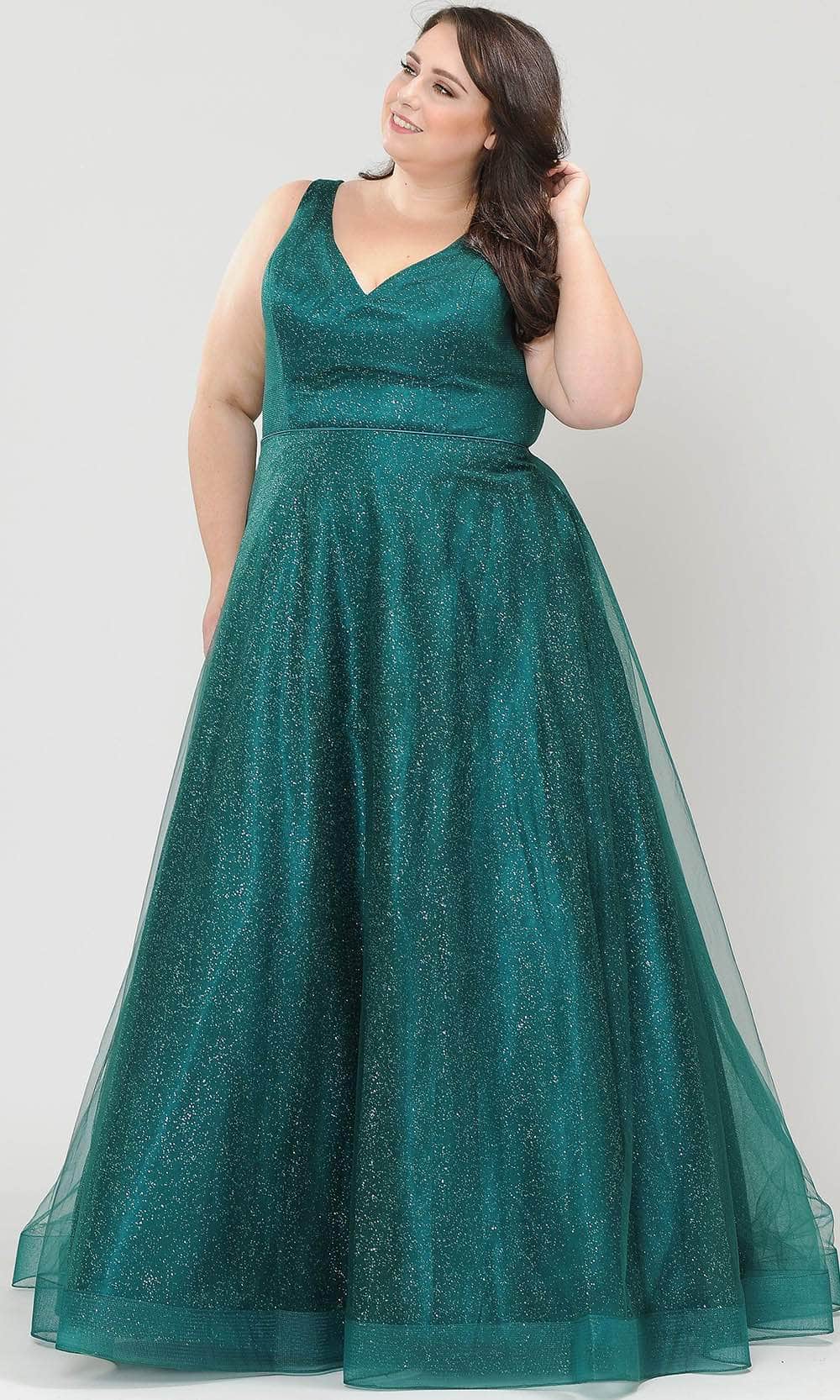 Poly USA W1024 - Sleeveless Glittered Semi-Ballgown Evening Dresses