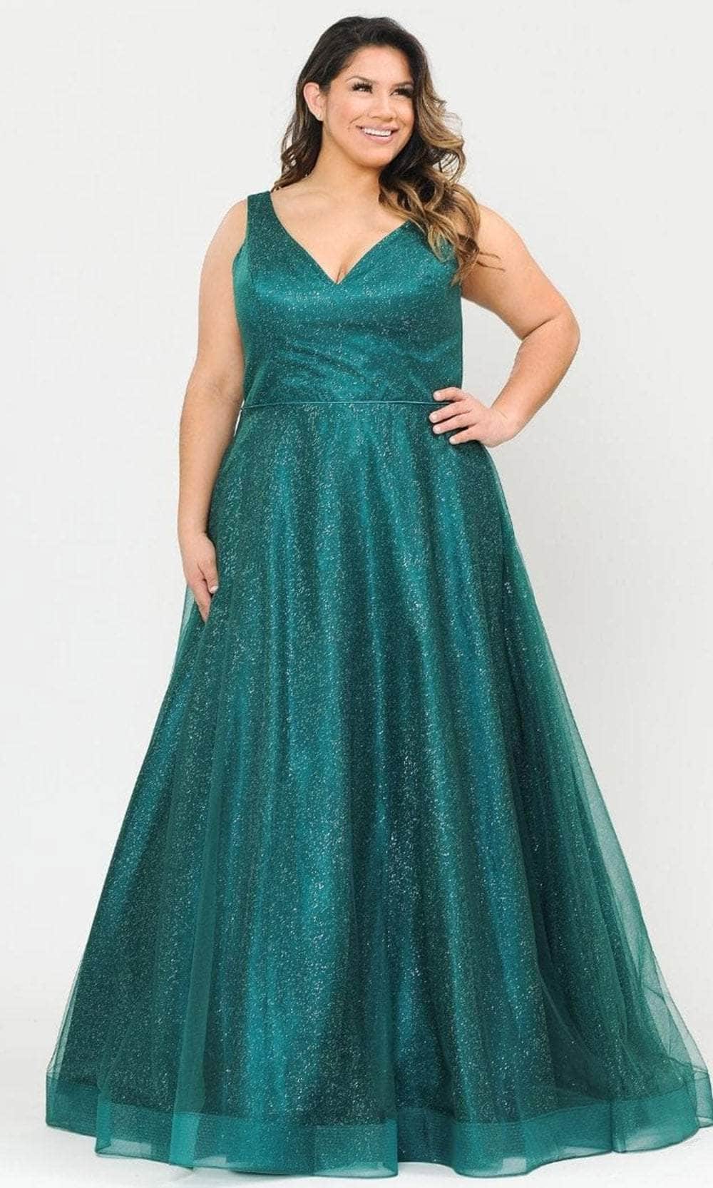 Poly USA W1024 - Sleeveless Glittered Semi-Ballgown Evening Dresses