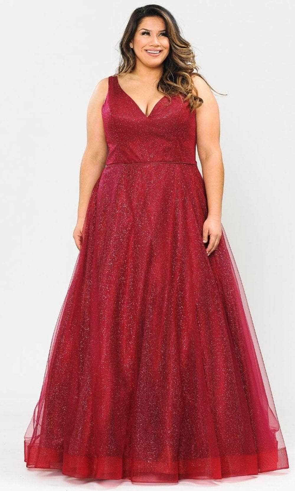 Poly USA W1024 - Sleeveless Glittered Semi-Ballgown Evening Dresses