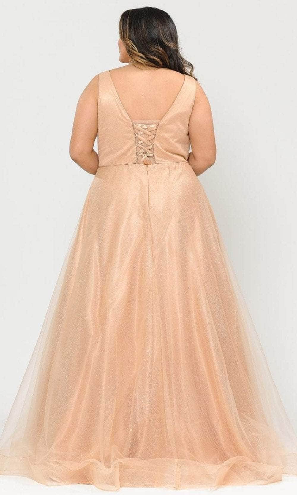 Poly USA W1024 - Sleeveless Glittered Semi-Ballgown Evening Dresses