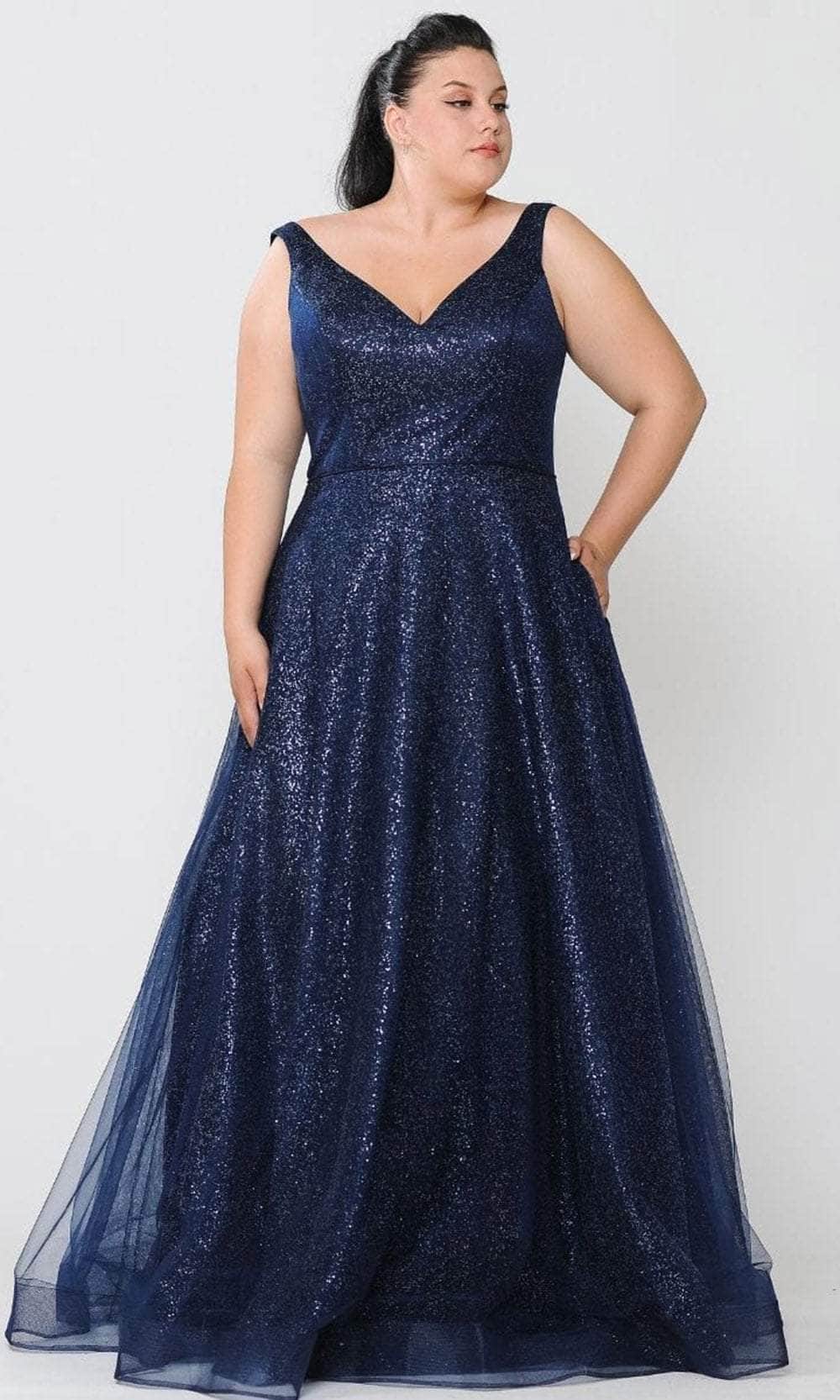 Poly USA W1024 - Sleeveless Glittered Semi-Ballgown Evening Dresses