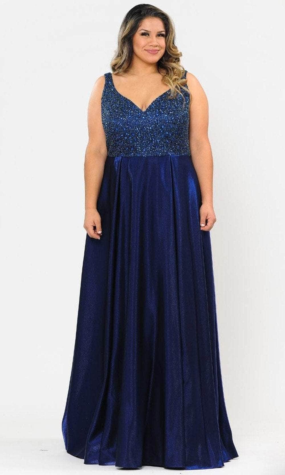 Poly USA W1066 - Beaded Bodice A-Line Evening Gown Special Occasion Dress