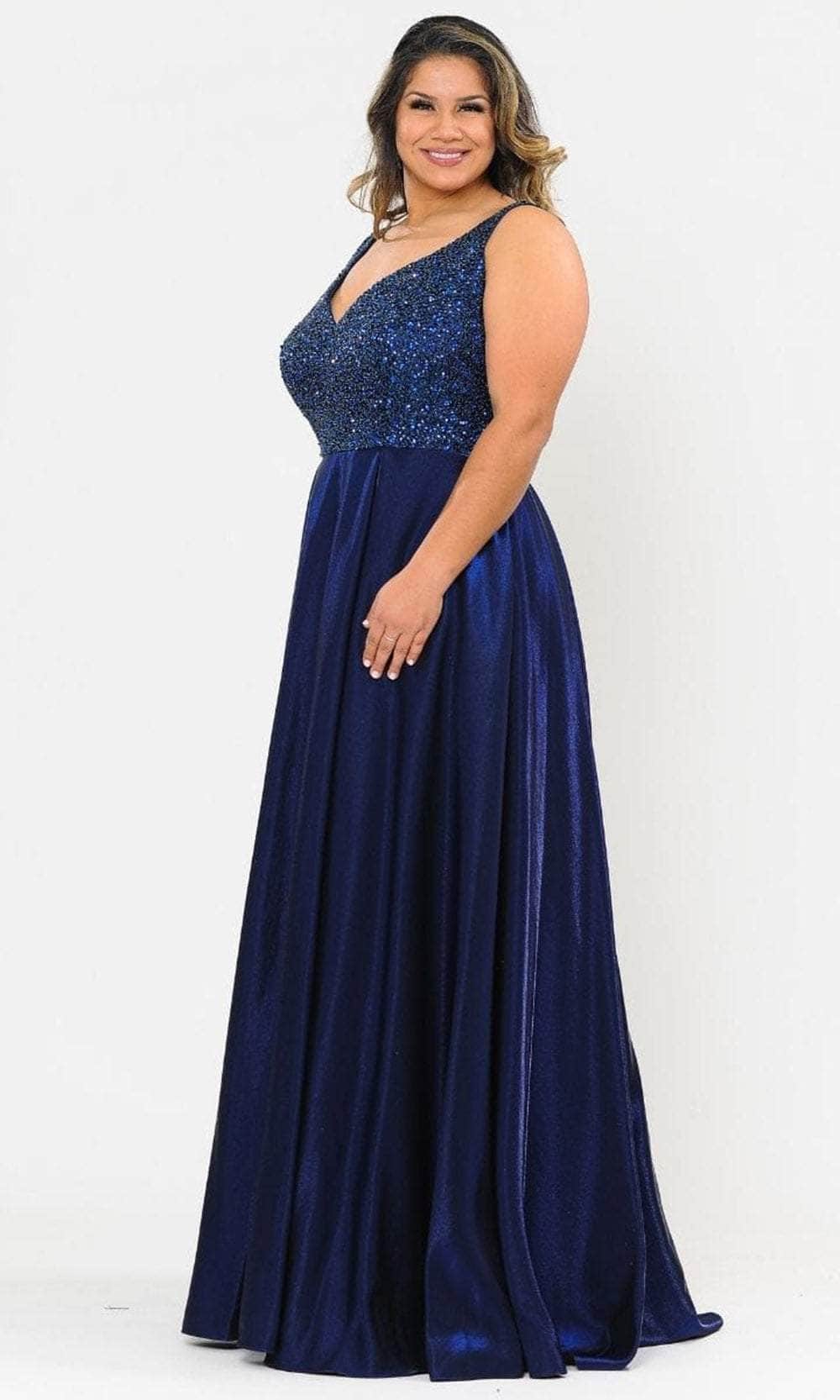 Poly USA W1066 - Beaded Bodice A-Line Evening Gown Special Occasion Dress