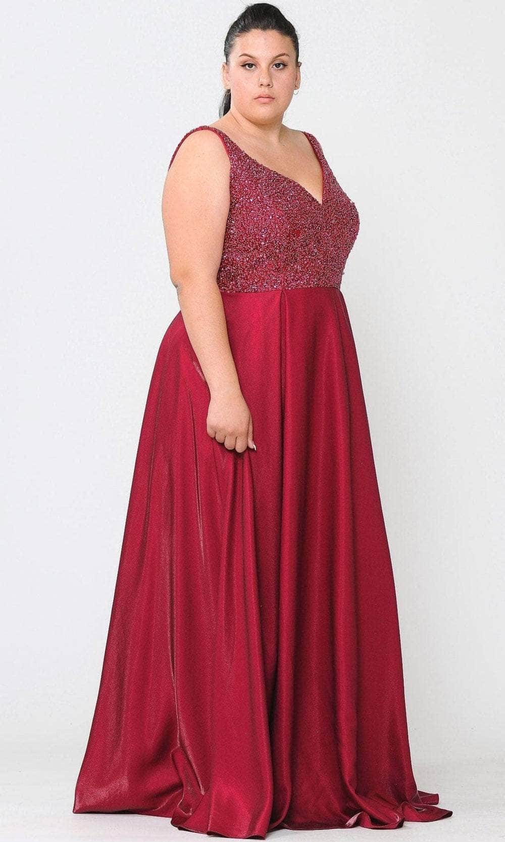 Poly USA W1066 - Beaded Bodice A-Line Evening Gown Special Occasion Dress