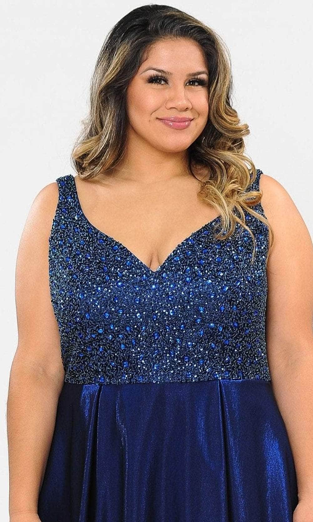 Poly USA W1066 - Beaded Bodice A-Line Evening Gown Special Occasion Dress