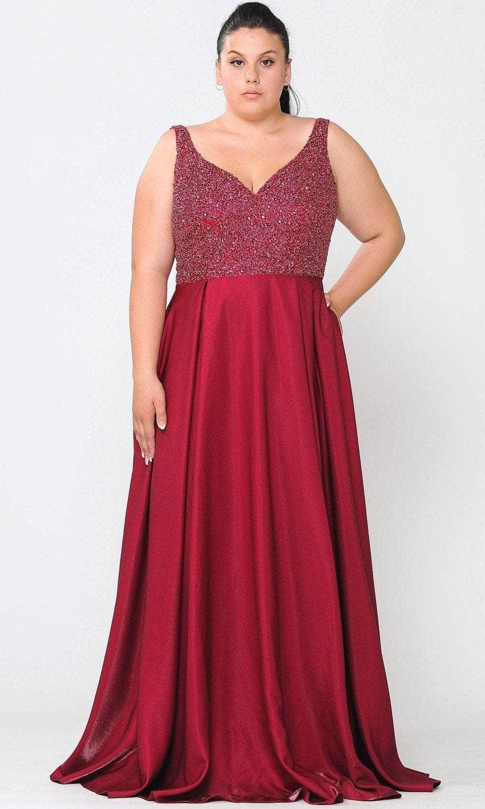 Poly USA W1066 - Beaded Bodice A-Line Evening Gown Special Occasion Dress
