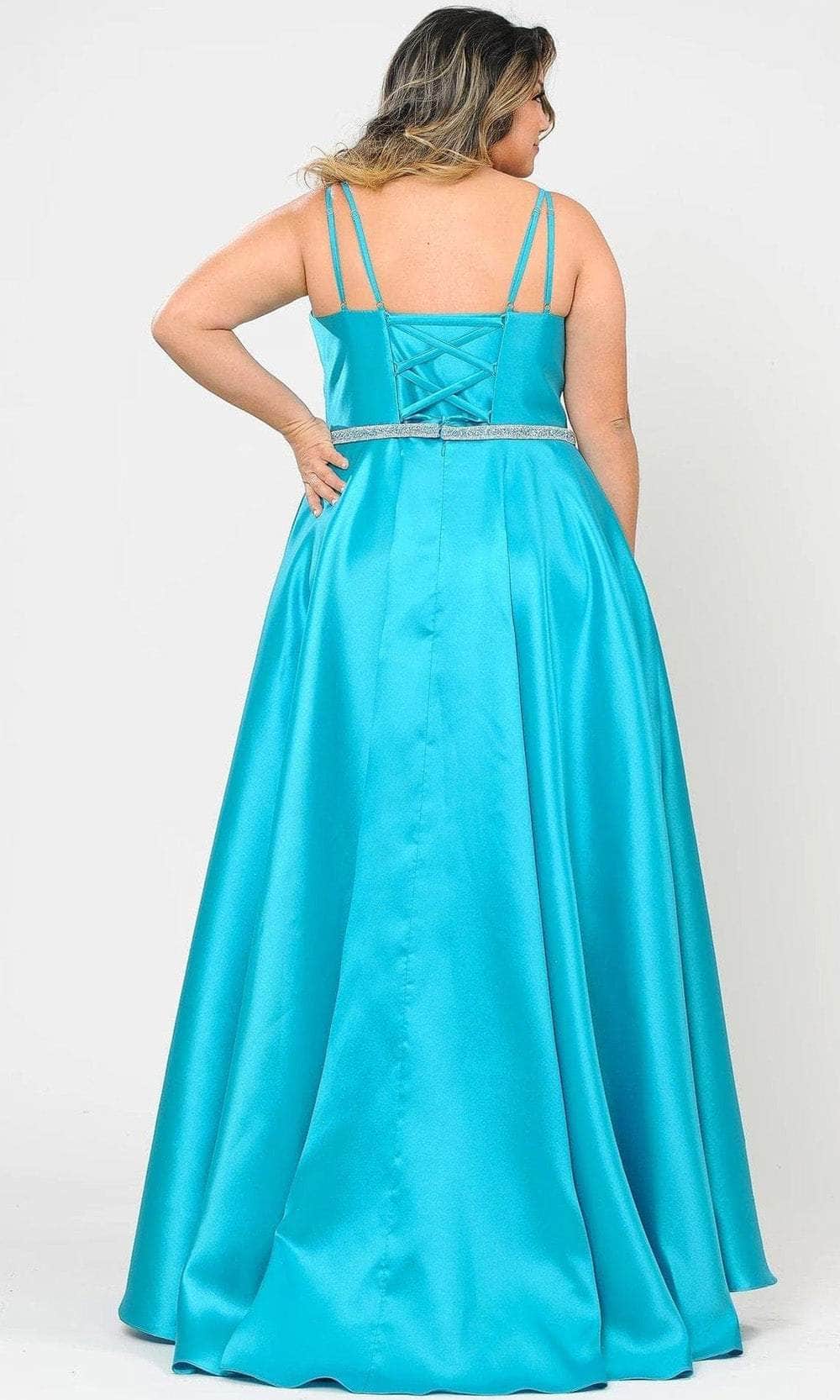 Poly USA W1106 - Plunging Mikado A-Line Evening Gown Prom Dresses