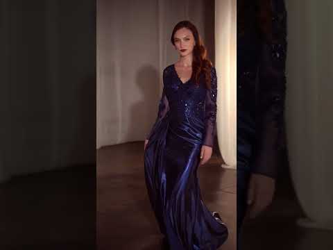 Ladivine CDS506 - Applique Long Sleeve Evening Gown