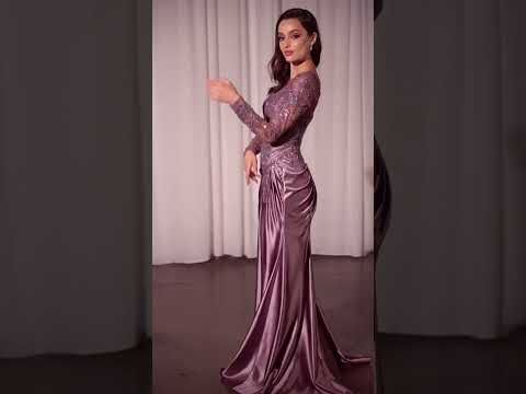 Ladivine CDS505 - Long Sleeves Illusion Evening Dress