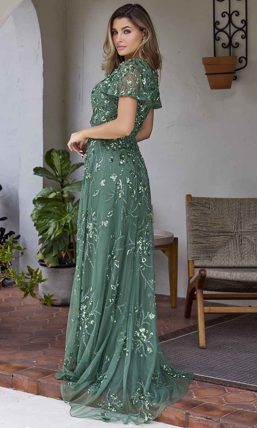 Primavera Couture 12193 - V-Neck Sequin Beaded Evening Gown Evening Dresses