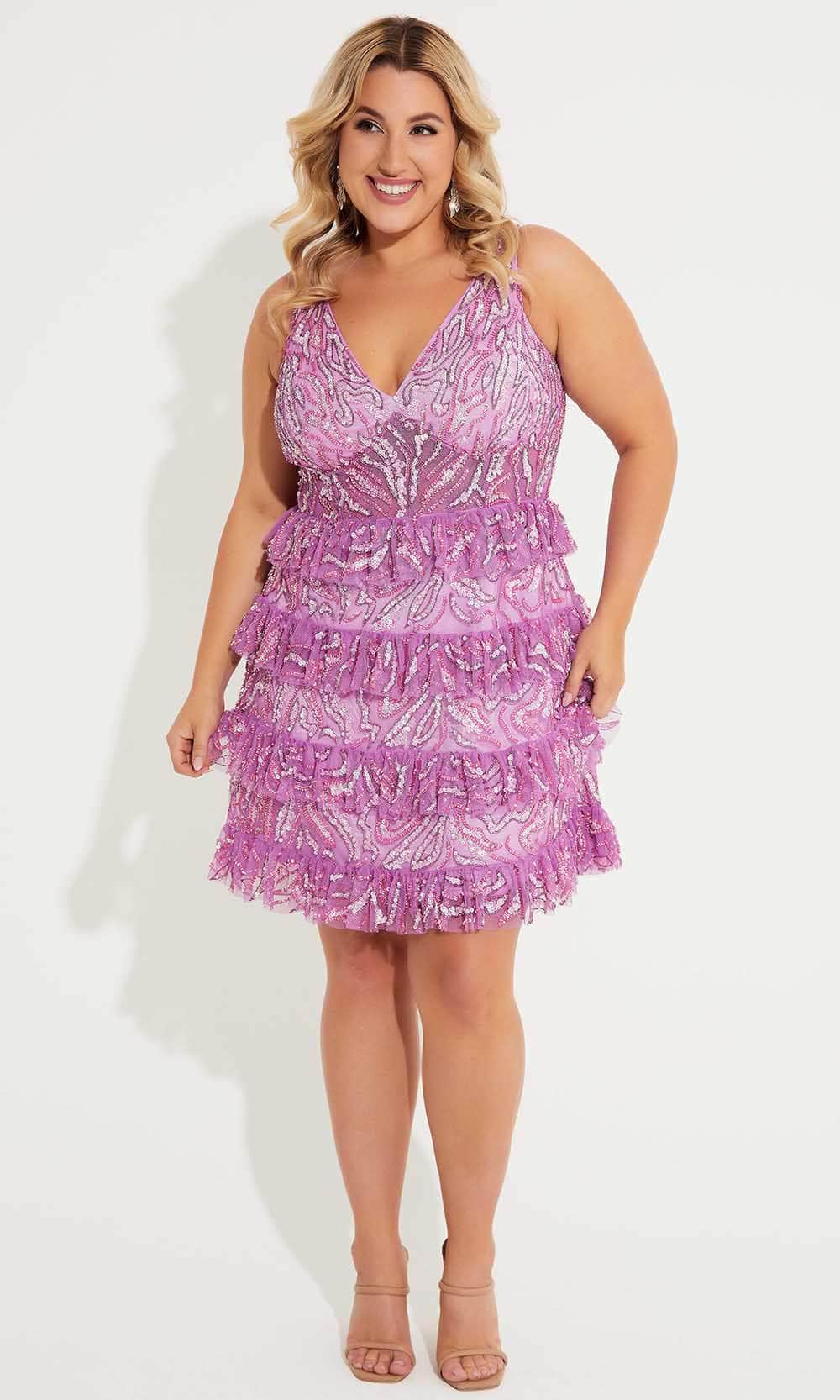 Primavera Couture 14063 - Sleeveless Sheer Bodice Cocktail Dress Special Occasion Dresses 14W /  Lavender
