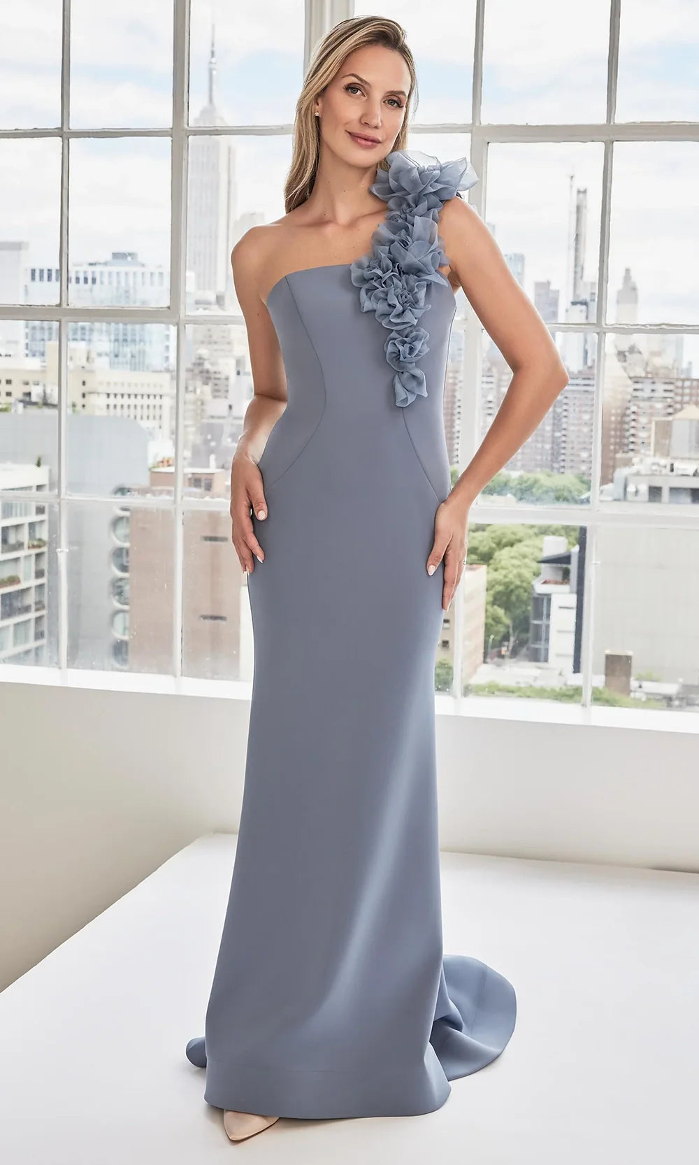 MGNY By Mori Lee 73108 - Floral Applique Sheath Long Gown Mother of the Bride Dresses