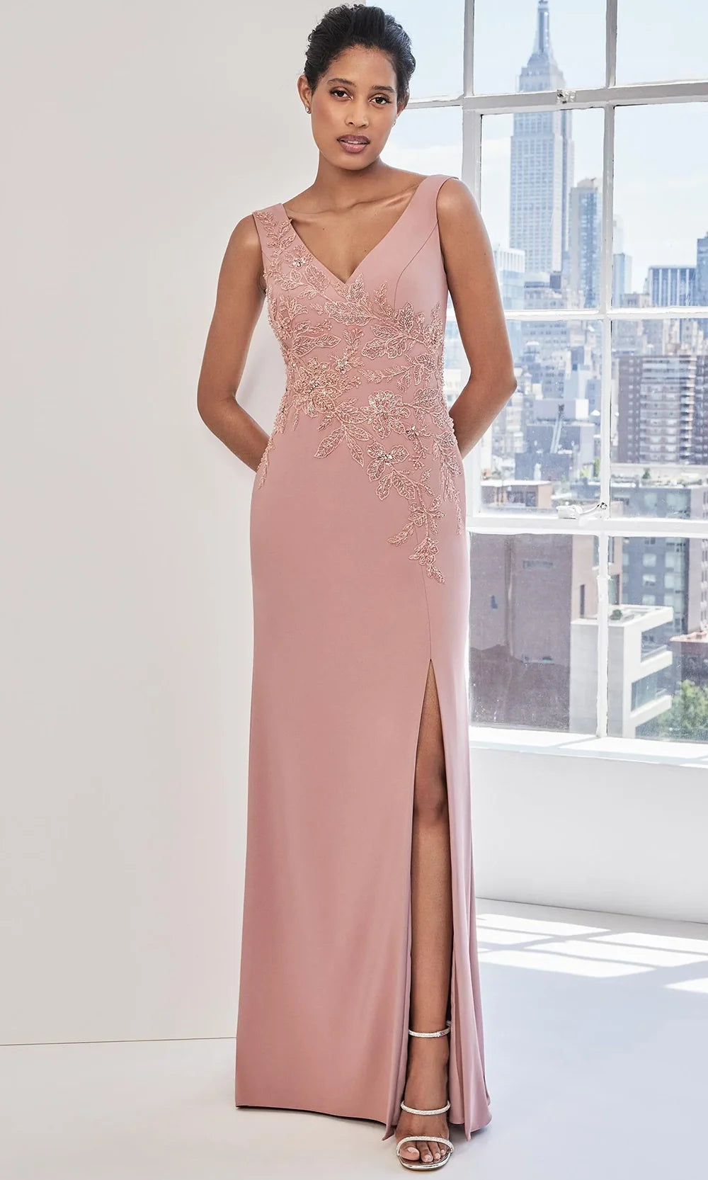 MGNY By Mori Lee 73127 - Sleeveless V-Back Gown with Slit Mother of the Bride Dresses