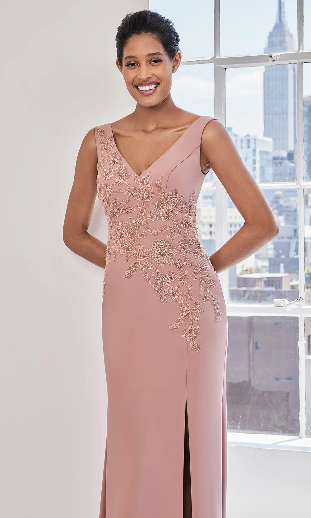 MGNY By Mori Lee 73127 - Sleeveless V-Back Gown with Slit Mother of the Bride Dresses