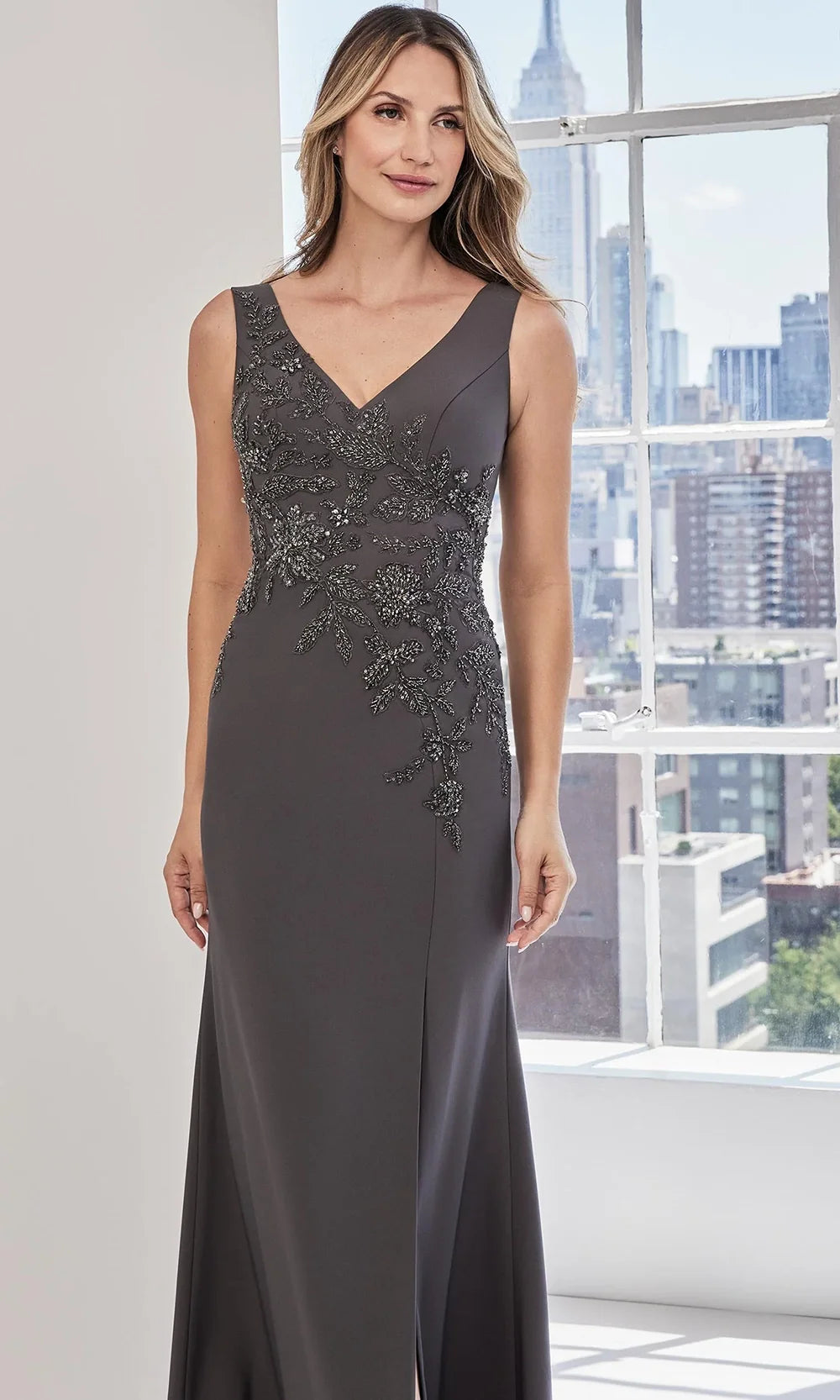 MGNY By Mori Lee 73127 - Sleeveless V-Back Gown with Slit Mother of the Bride Dresses