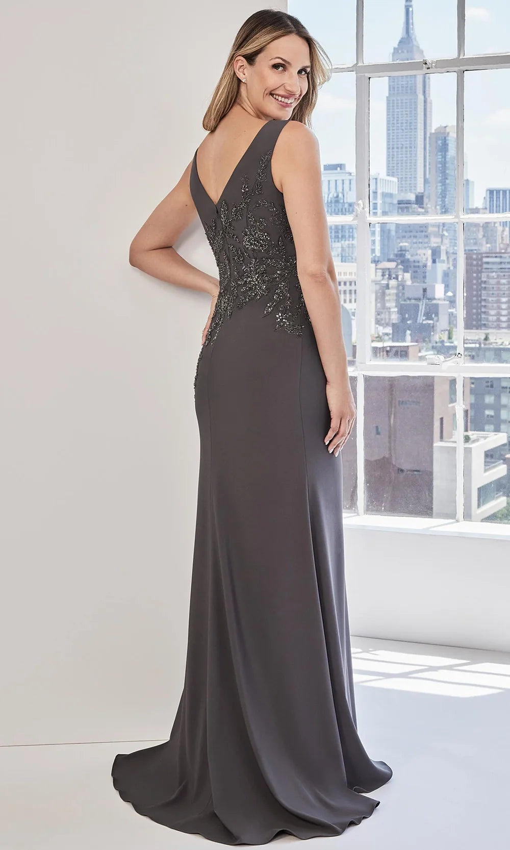 MGNY By Mori Lee 73127 - Sleeveless V-Back Gown with Slit Mother of the Bride Dresses