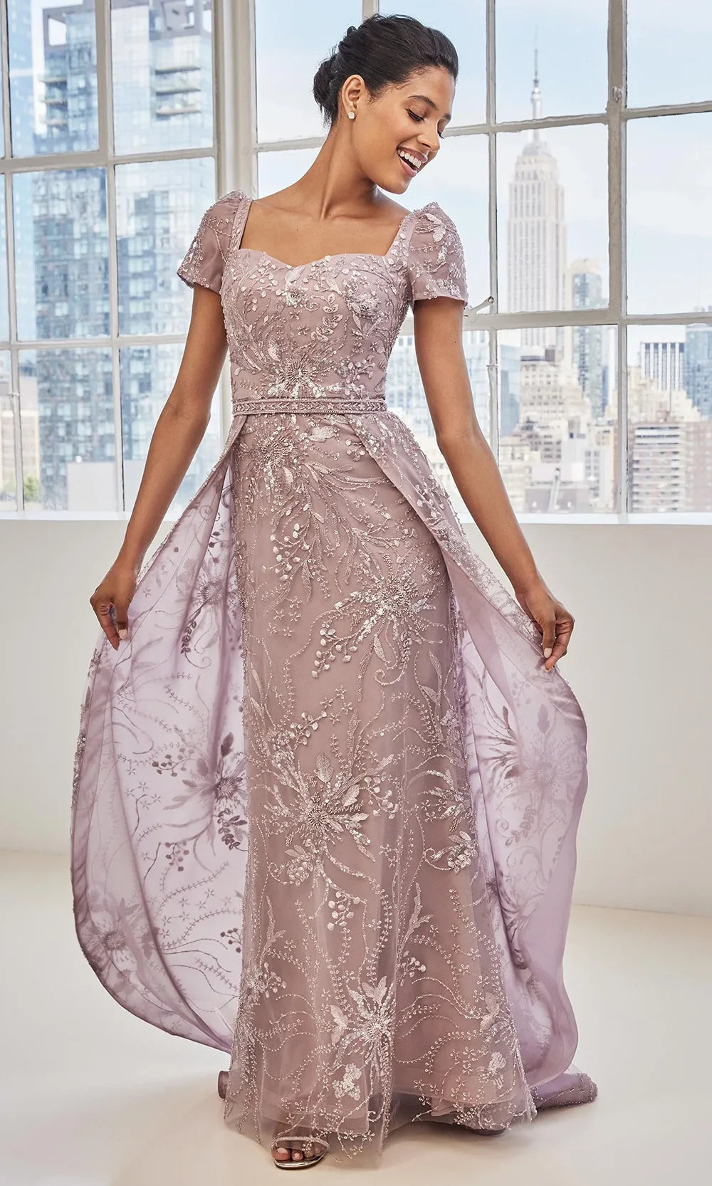 MGNY By Mori Lee 73128 - Beaded Embroidered Overskirt Gown Mother of the Bride Dresses