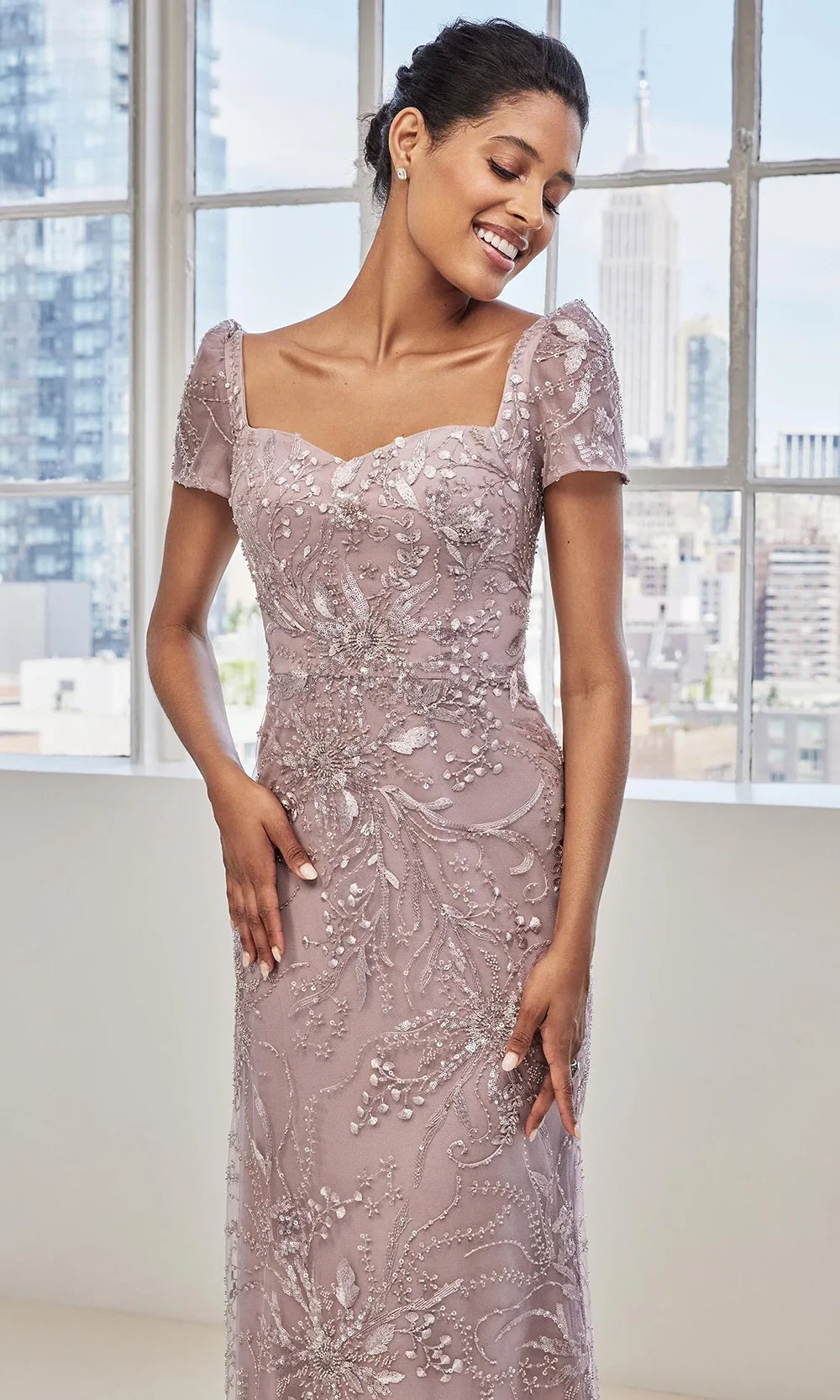 MGNY By Mori Lee 73128 - Beaded Embroidered Overskirt Gown Mother of the Bride Dresses