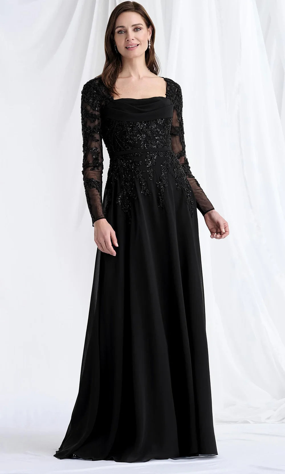 MGNY By Mori Lee 73185 - Square Neck Beaded Embellished Gown Mother of the Bride Dresses