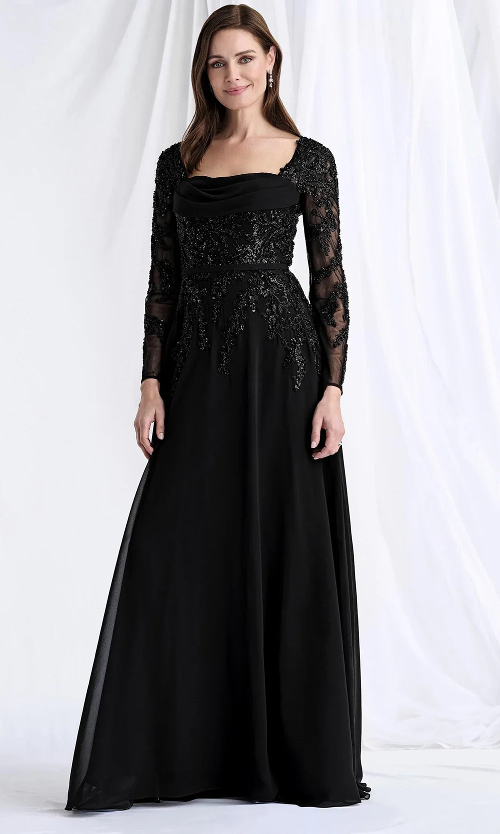 MGNY By Mori Lee 73185 - Square Neck Beaded Embellished Gown Mother of the Bride Dresses