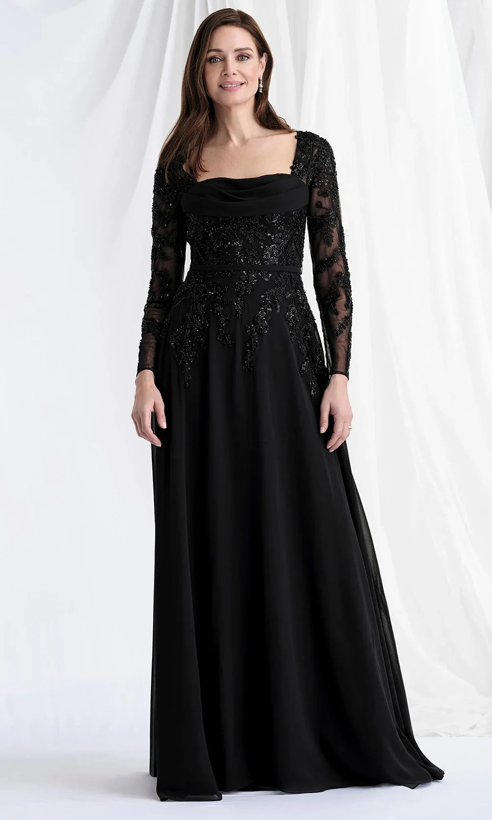 MGNY By Mori Lee 73185 - Square Neck Beaded Embellished Gown Mother of the Bride Dresses