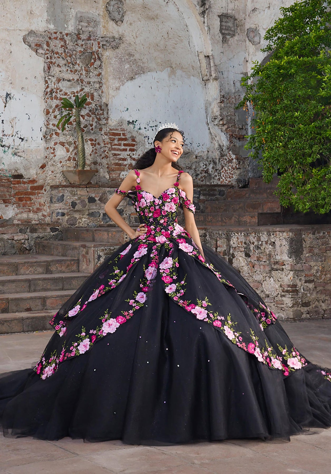 Vizcaya by Mori Lee 89545 - Lace-Up Back Floral Quinceanera Gown Ball Gowns
