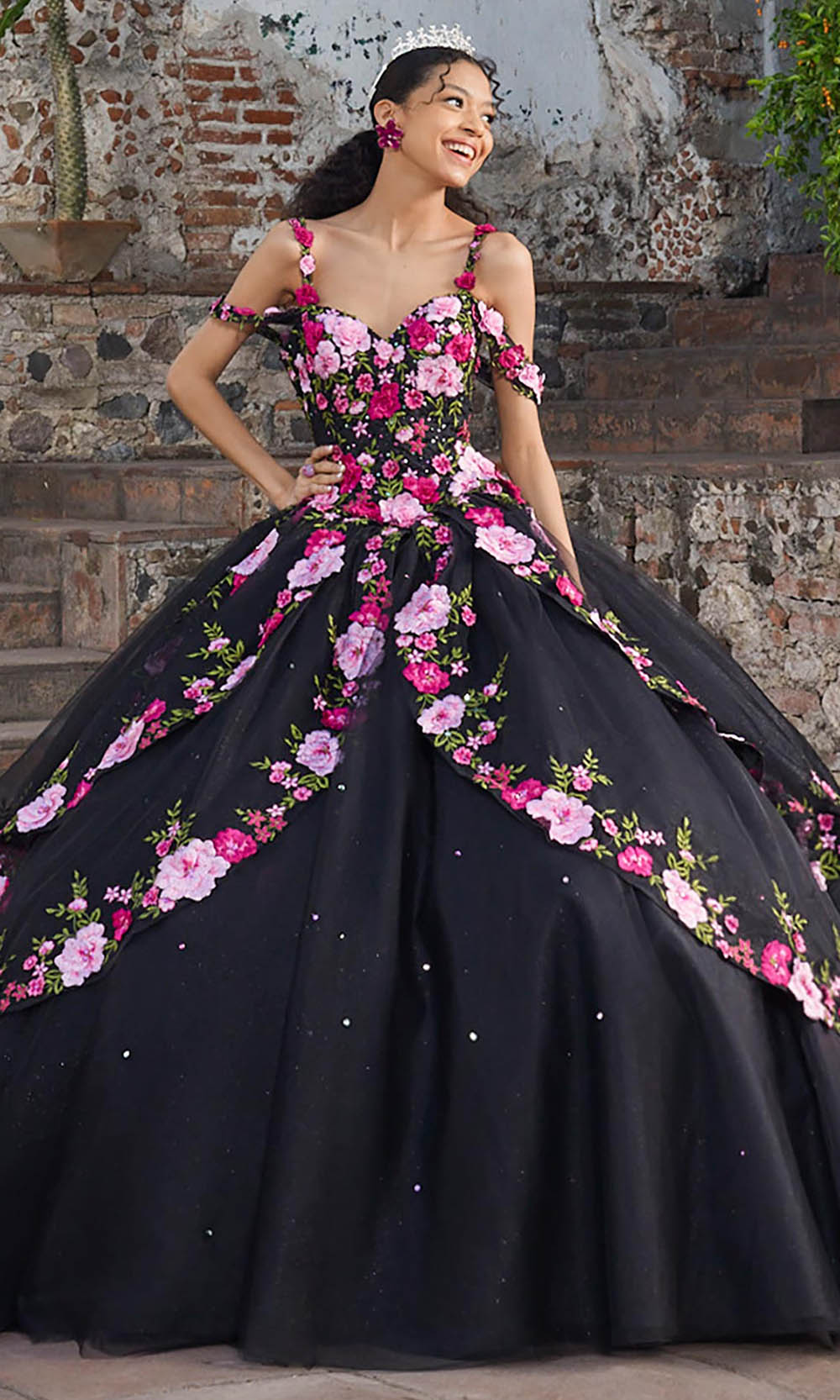 Vizcaya by Mori Lee 89545 - Lace-Up Back Floral Quinceanera Gown Ball Gowns