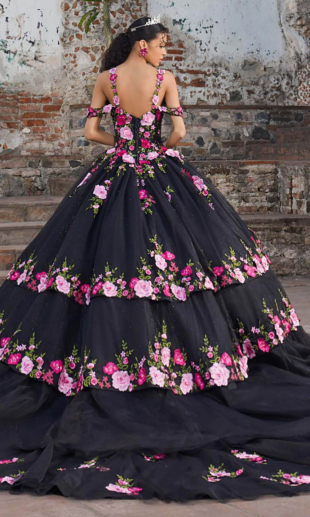 Vizcaya by Mori Lee 89545 - Lace-Up Back Floral Quinceanera Gown Ball Gowns