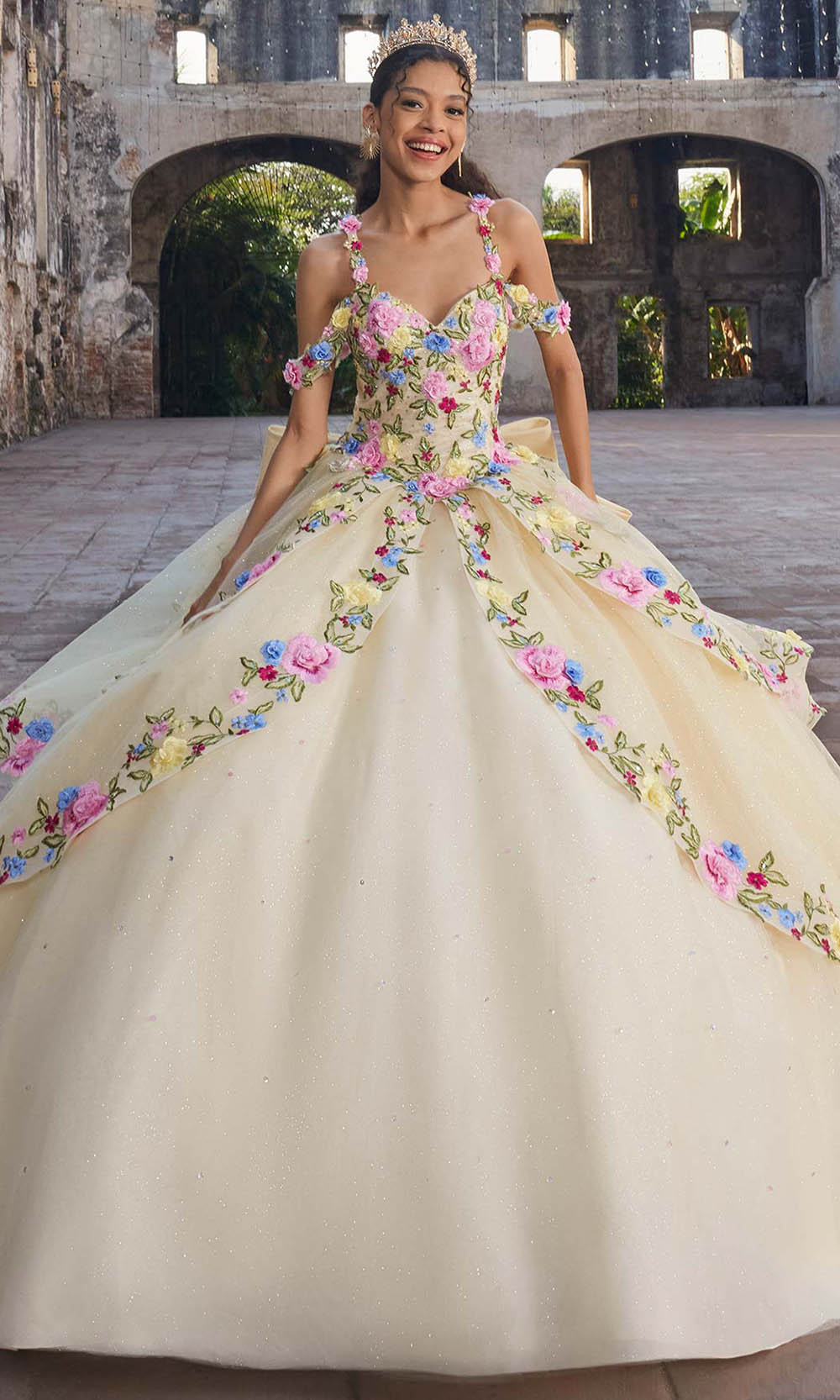 Vizcaya by Mori Lee 89545 - Lace-Up Back Floral Quinceanera Gown Ball Gowns