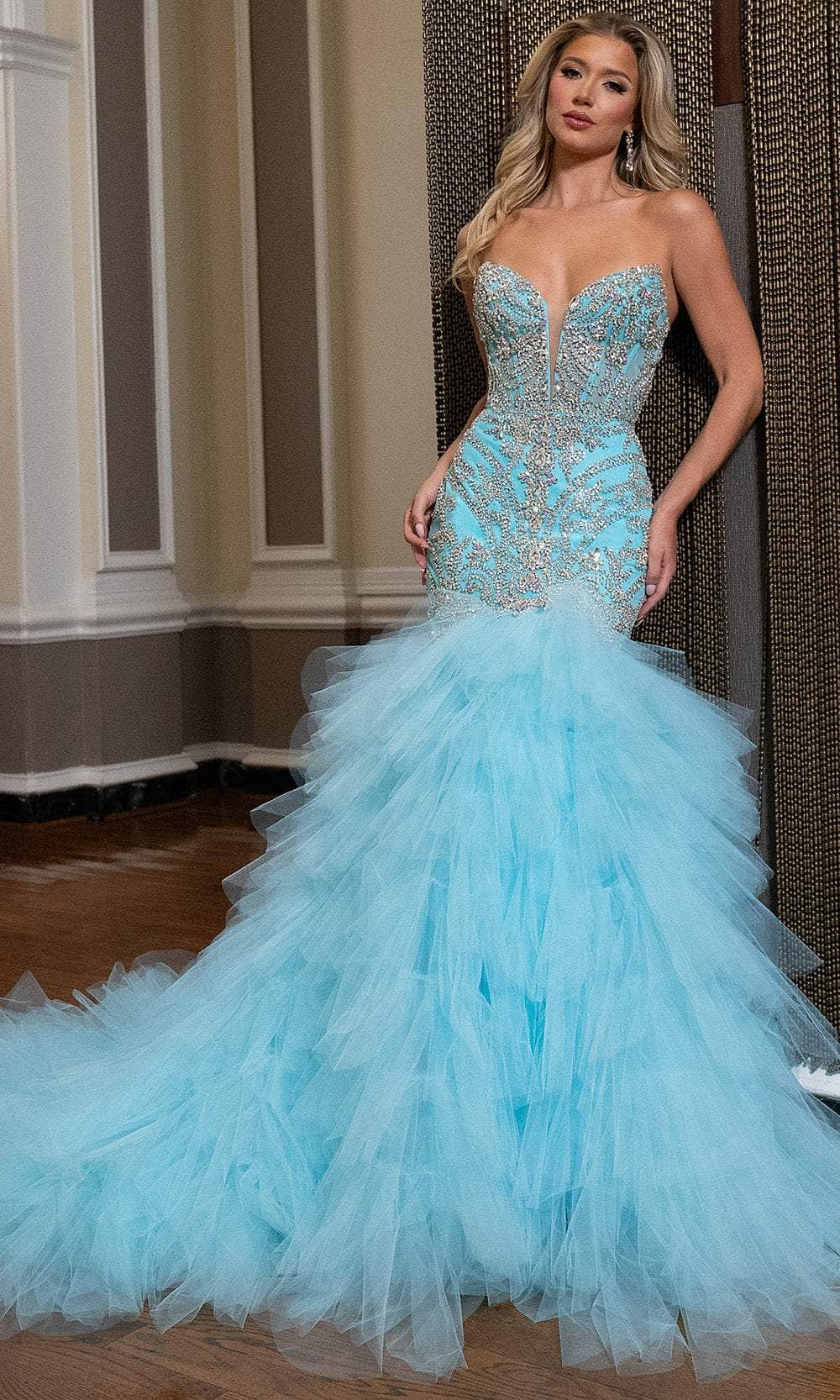 Rachel Allan 50346 - Strapless Dramatic Ruffle Trumpet Dress Pageant Dresses