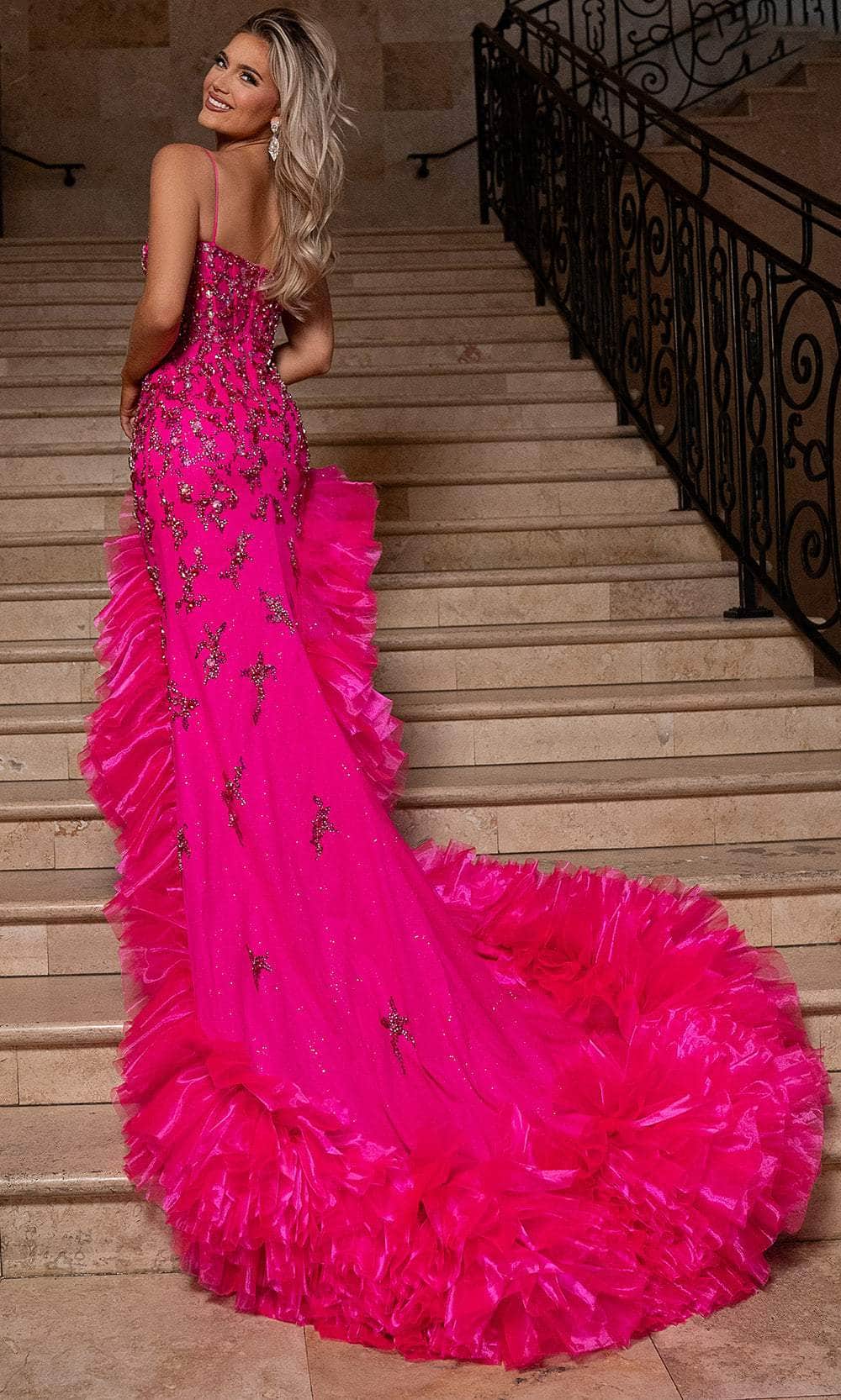 Rachel Allan 50357 - Beaded Appliqued Sheath Gown with Ruffle Hem Pageant Dresses