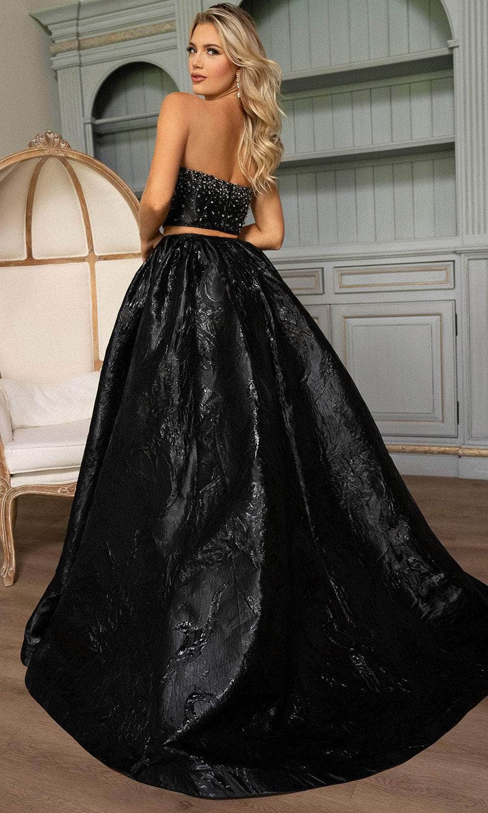 Rachel Allan 70707 - Two-Piece Jacquard Gown with Beaded Bodice Prom Dresses