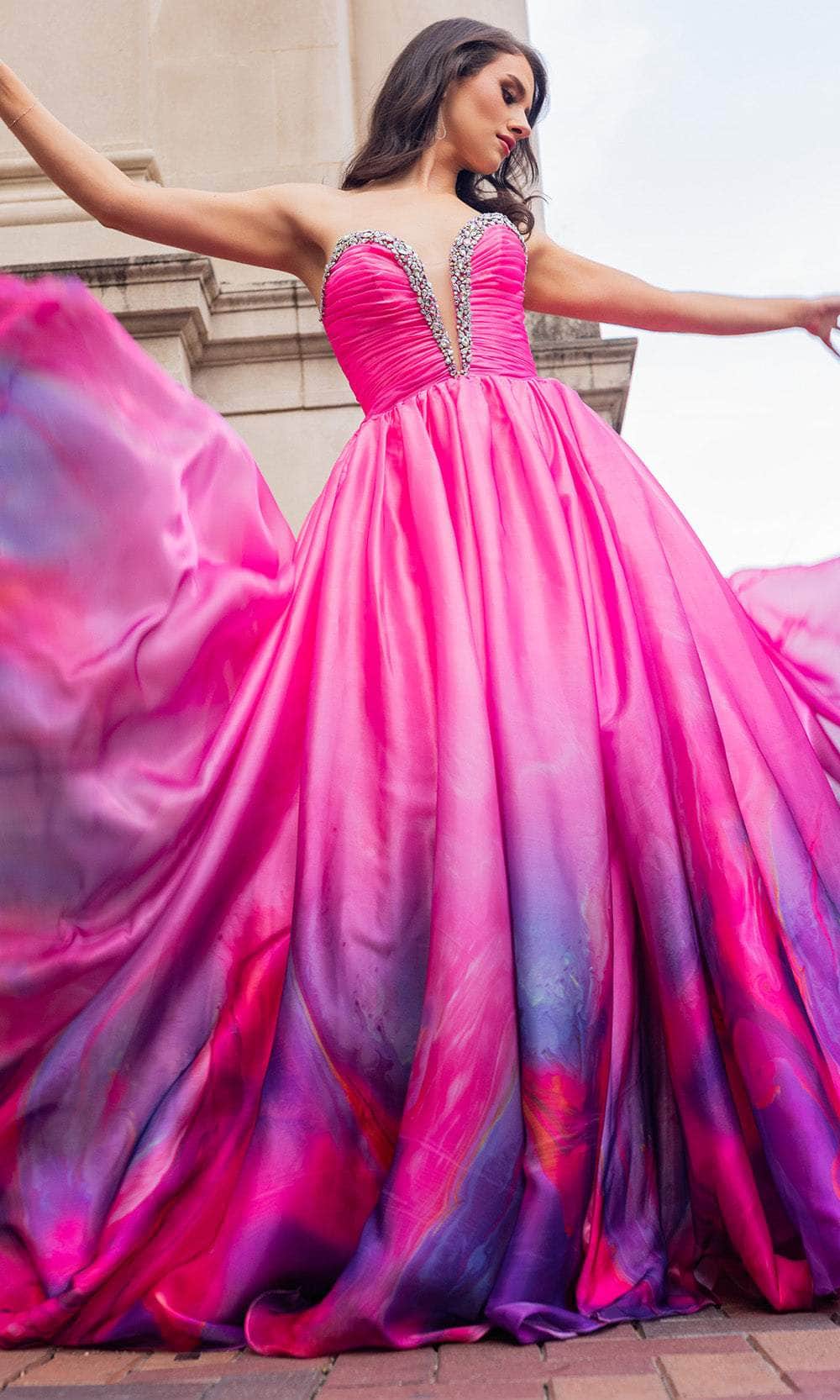 Rachel Allan 70727 - Flowing A-line Gown with Ruched Bodice Special Occasion Dress