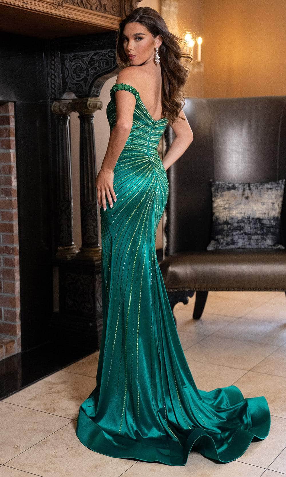 Rachel Allan 70766 - Beaded Applique Off Shoulder Gown Prom Dresses