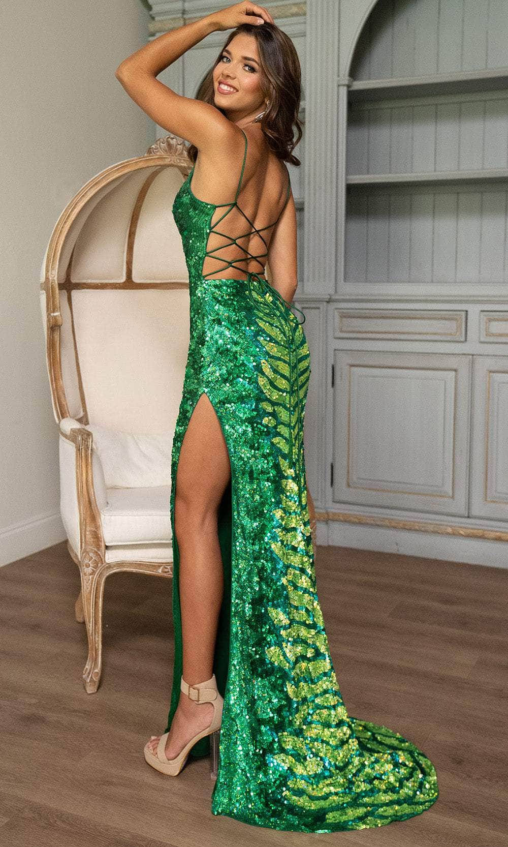 Rachel Allan 70770 - Sequin Chevron V-Neckline Gown Prom Dresses