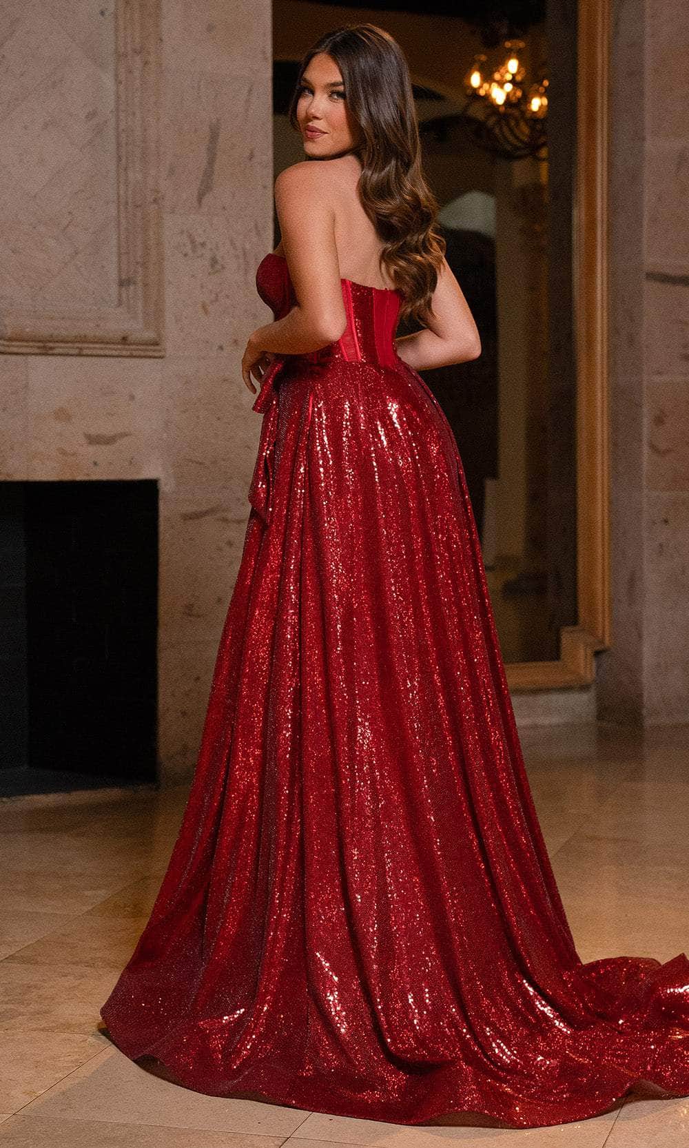 Rachel Allan 70791 - Corset Bodice Strapless Gown with Bow Accent Evening Dresses