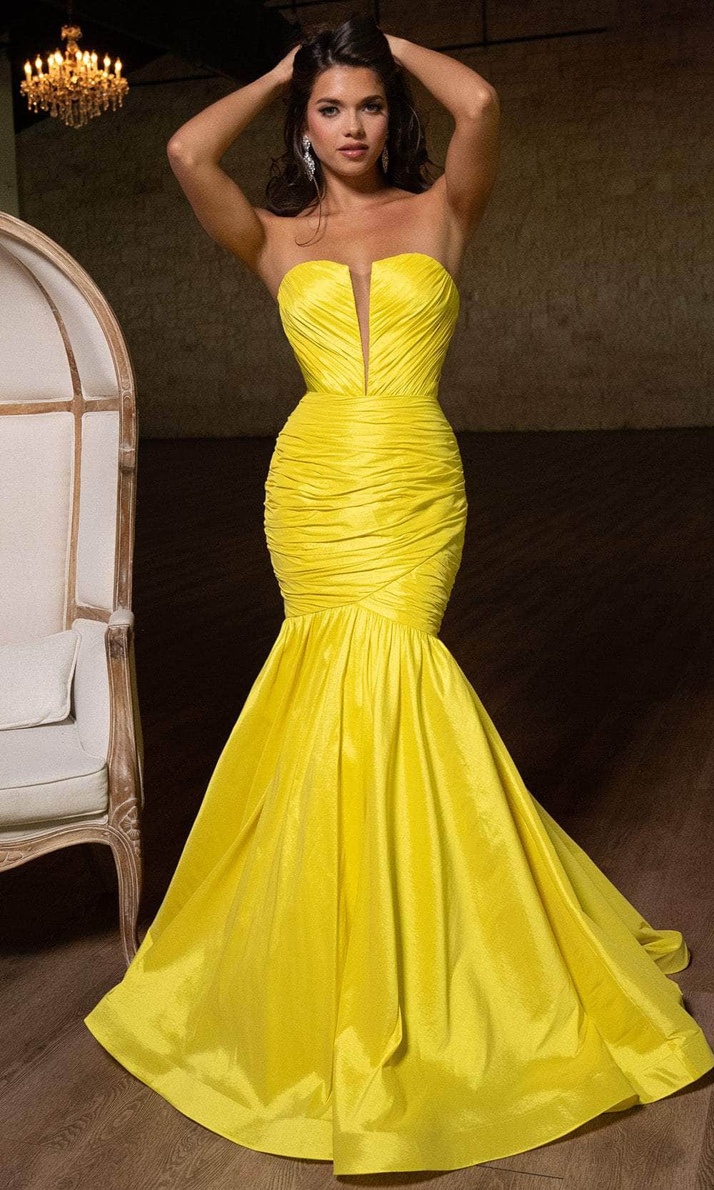 Rachel Allan 70792 - Ruched Bodice Taffeta Strapless Gown Prom Dresses