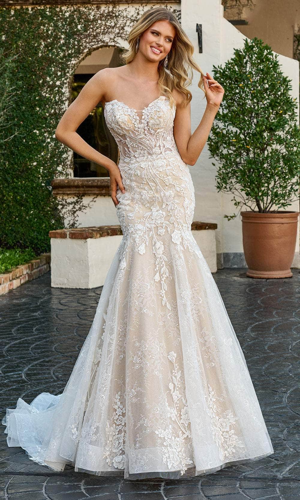 Rachel Allan Bridal RB4188 - Long Tulle, Lace, Applique, Beading Trumpet Dress - Strapless, Sheer Corset Bodice, Beaded, Embroidery, Mid-Open Back, Rachel Allan Bridal RB4188 - Long Tulle, Lace, Applique, Beading Trumpet Dress - Strapless, Sheer Corset Bodice, Beaded, Embroidery, Mid-Open Back,