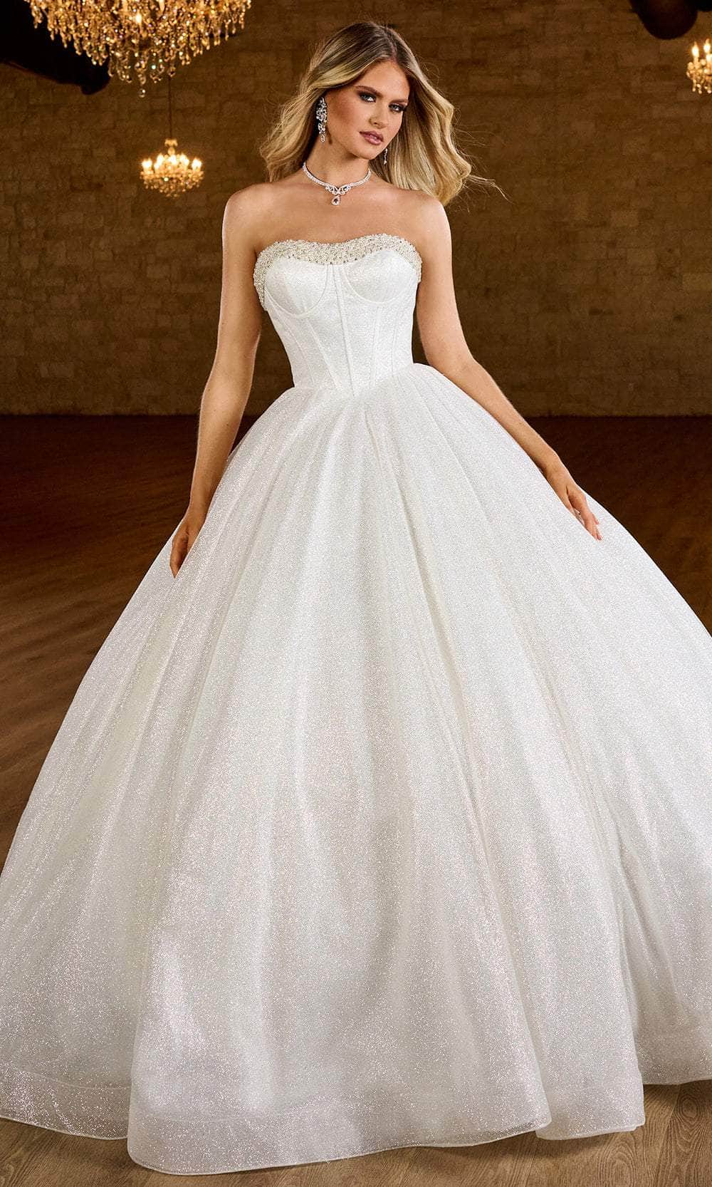 Sweetheart Floor-Length Glitter Tulle Bridal Ball Gown with Beaded Corset Rachel Allan RB6149 - Ivory / 6 Sweetheart Floor-Length Glitter Tulle Bridal Ball Gown with Beaded Corset Rachel Allan RB6149 - Ivory / 6