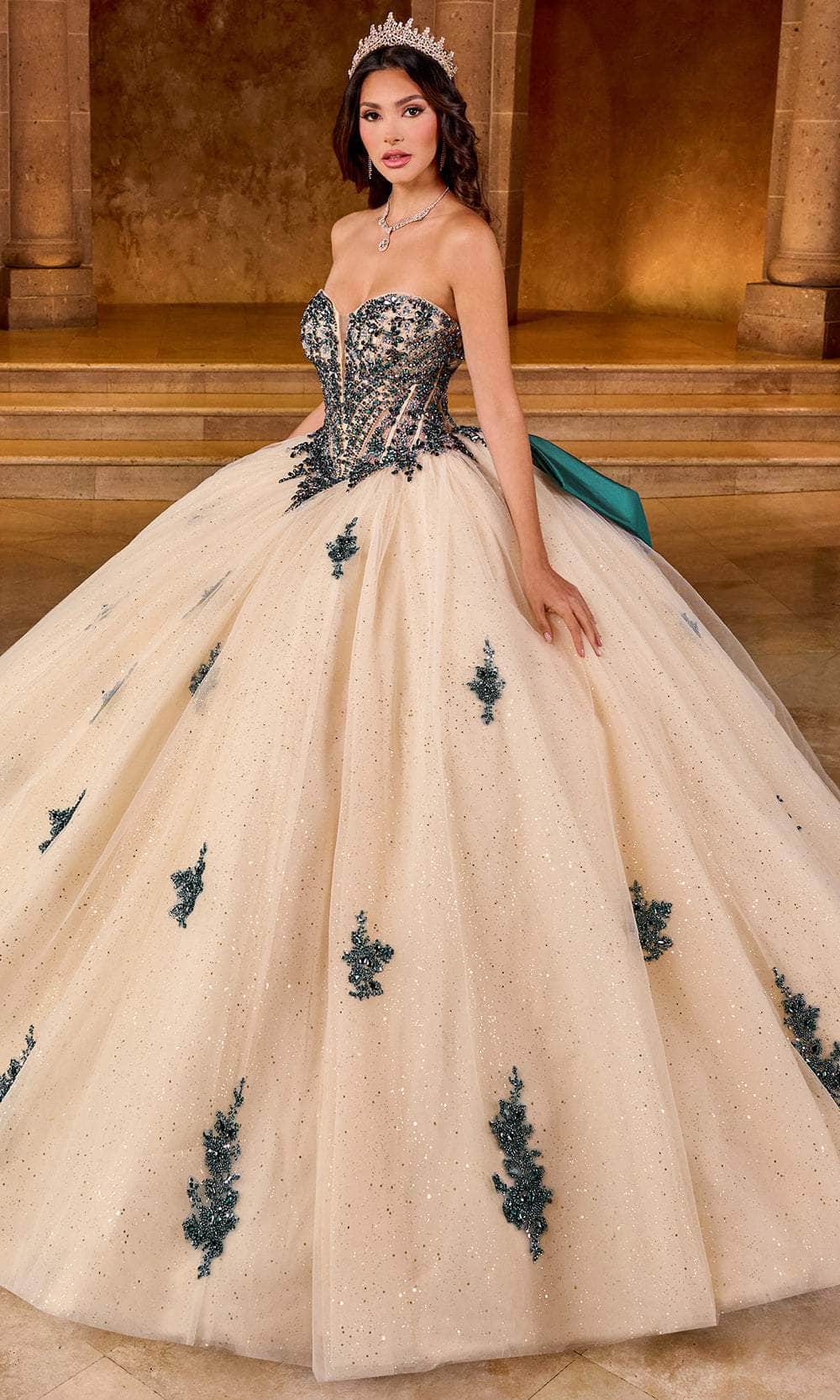 Rachel Allan Bridal RQ1152 - Strapless Sweetheart Ballgown Special Occasion Dresses 00 /  Champagne Peacock