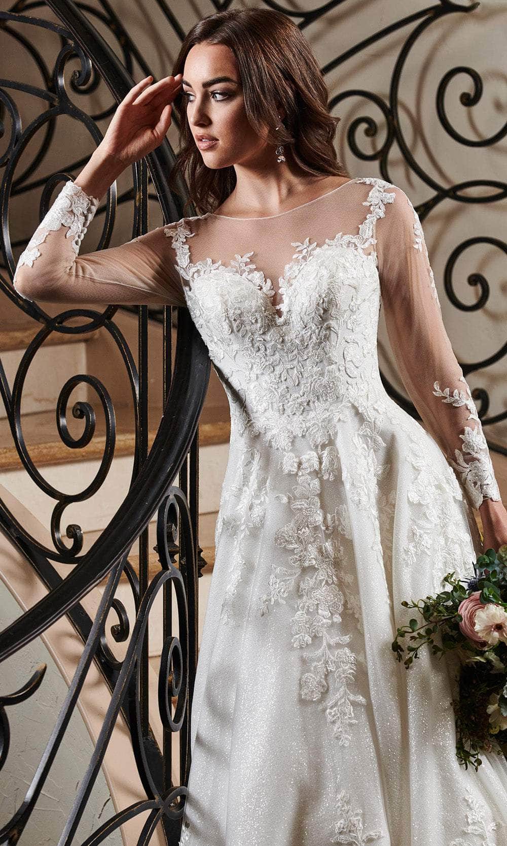 Rachel Allan MB3079 - Embroidered Illusion Neckline Wedding Gown Wedding Dresses