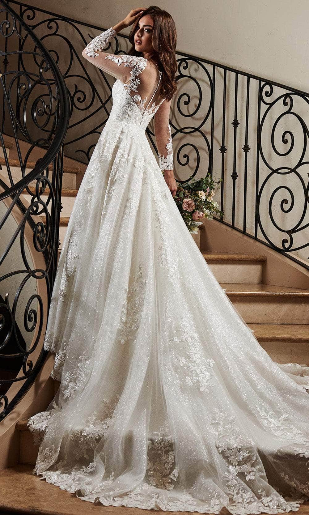 Rachel Allan MB3079 - Embroidered Illusion Neckline Wedding Gown Wedding Dresses