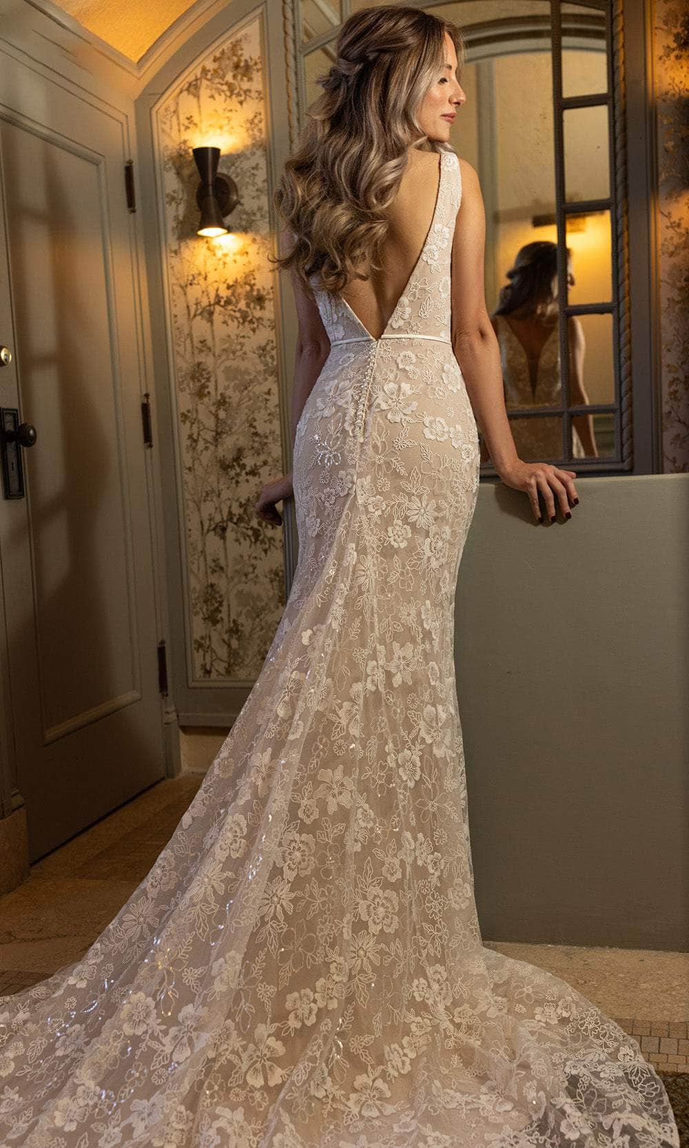 Rachel Allan RB2201 - Embroidered Sheath Wedding Gown Bridal Dresses