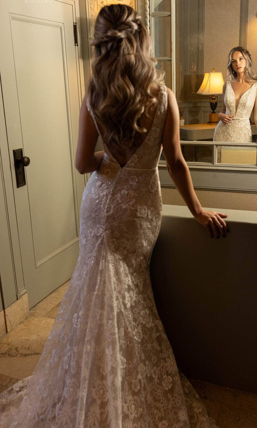 Rachel Allan RB2201 - Embroidered Sheath Wedding Gown Bridal Dresses