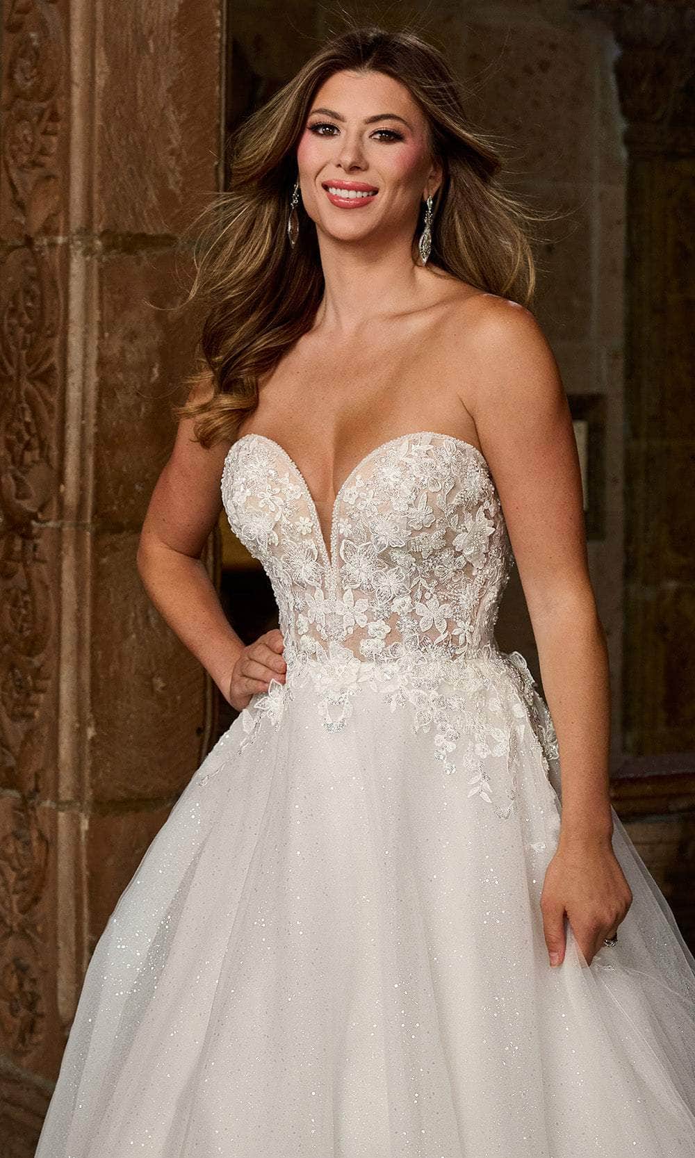 Rachel Allan RB3212 - Plunging Sweetheart Glitter Bridal Gown Bridal Dresses