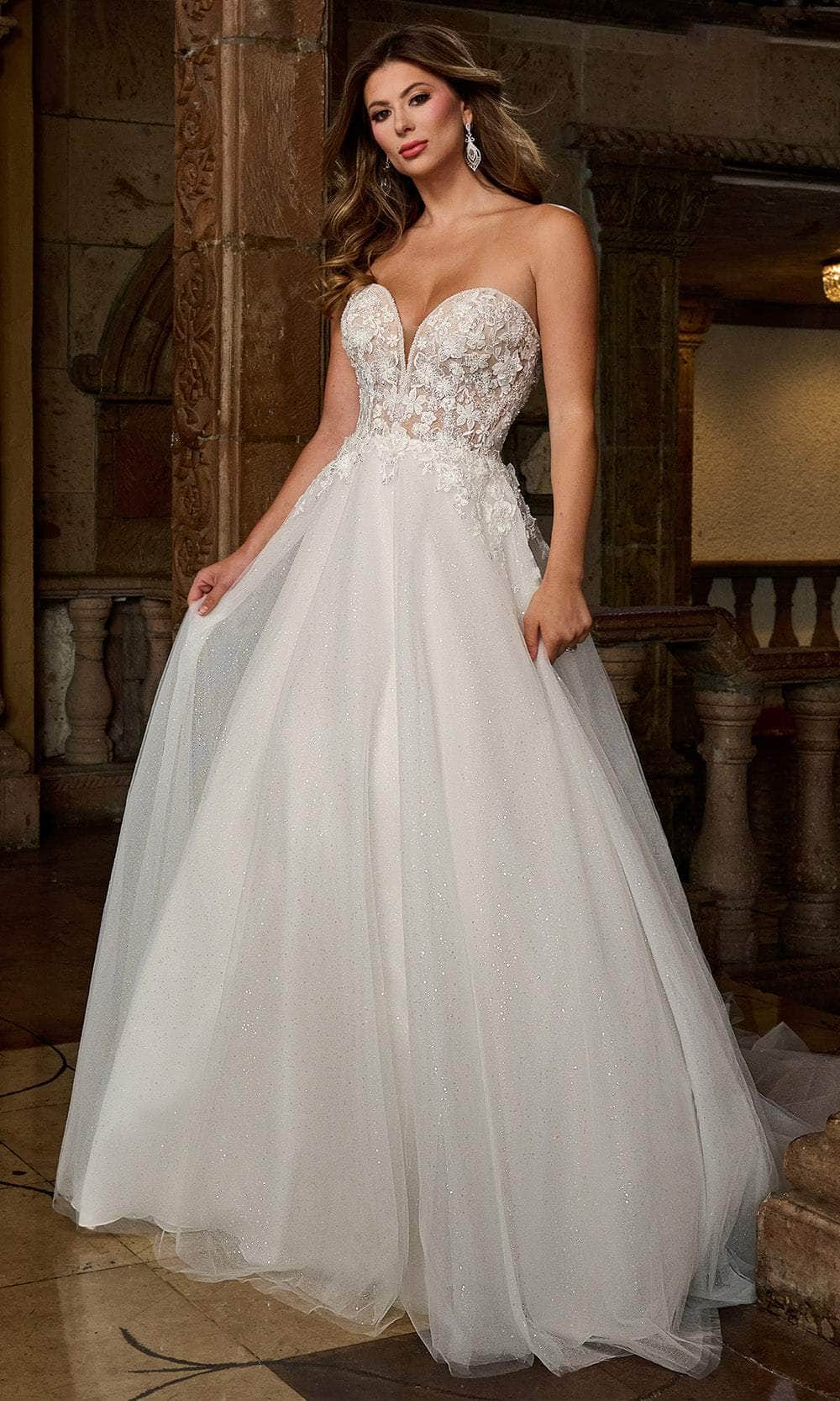 Rachel Allan RB3212 - Plunging Sweetheart Glitter Bridal Gown Bridal Dresses