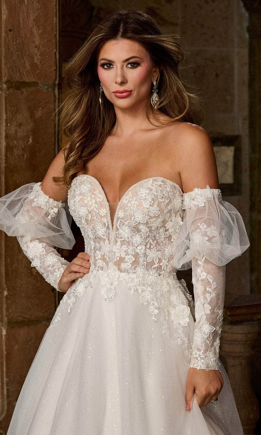 Rachel Allan RB3212 - Plunging Sweetheart Glitter Bridal Gown Bridal Dresses