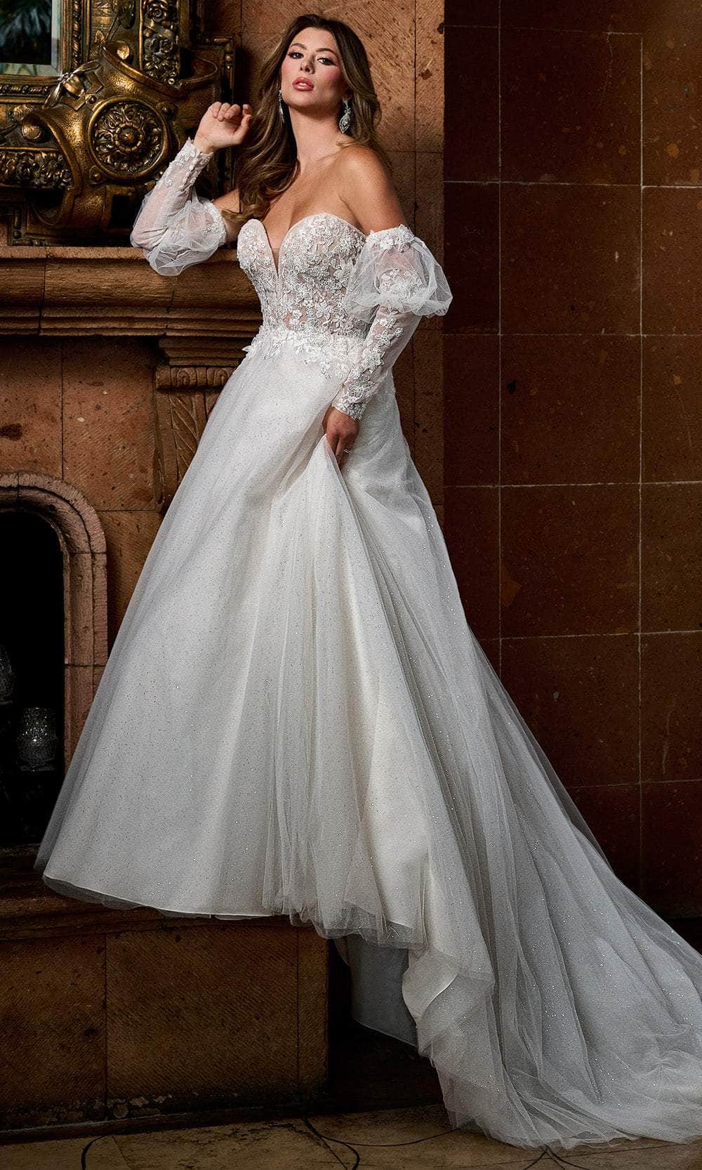 Rachel Allan RB3212 - Plunging Sweetheart Glitter Bridal Gown Bridal Dresses