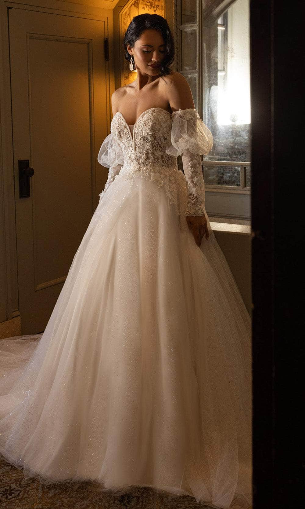 Rachel Allan RB3212 - Plunging Sweetheart Glitter Bridal Gown Bridal Dresses